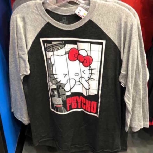 Universal Studios Hello Kitty Psycho Raglan Shirt L - Picture 1 of 1